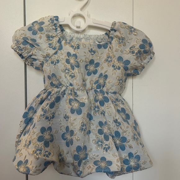 Peek Other - Peek Blue and Gold Floral baby dress